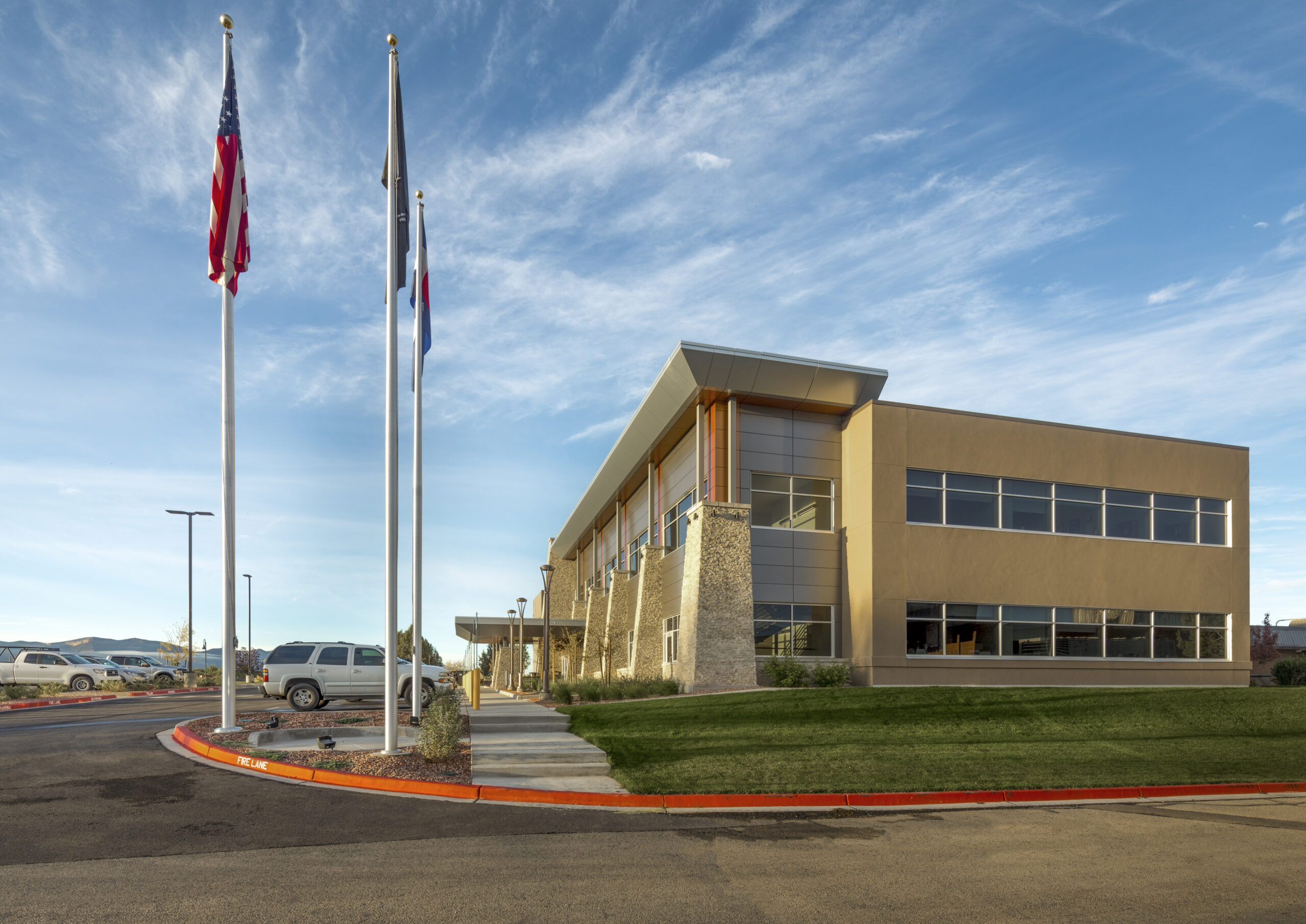Photo of the outside of the Southwest Health System Medical Office Building. photo shows the north end of the building and shows